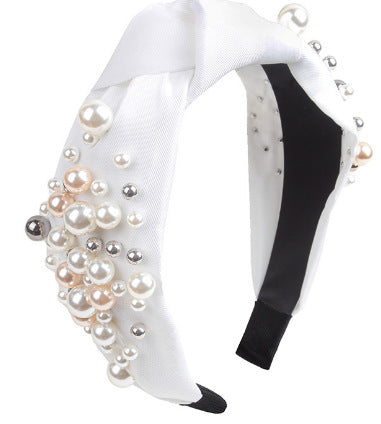 Wholesale new headband women's pearl knotted fabric headband fashion simple temperament headband hair accessories