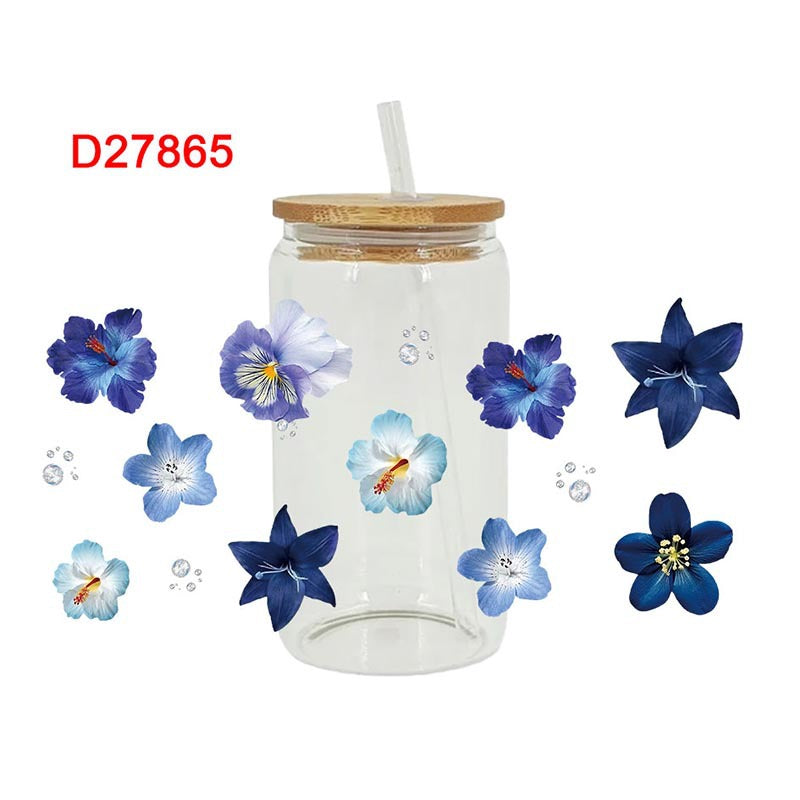 Wholesale Colorful Butterfly with Various Flowers 16oz Cup UV DTF Wraps