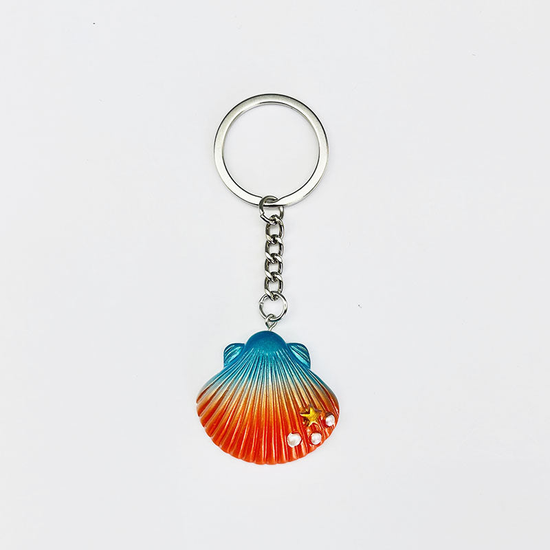 Wholesale Colorful Ocean Star Shell Metal Keychain