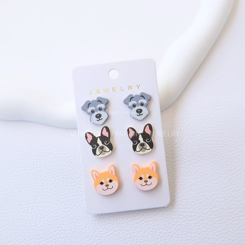 Wholesale Cute cartoon pet dog acrylic earring set