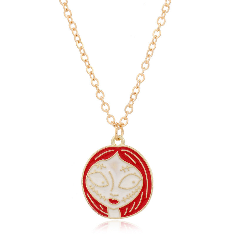 Wholesale Retro Exaggerated Ghost  Ghost Mask  Necklace