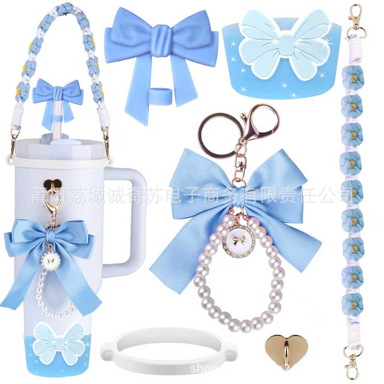 Wholesale Handle Flower Cup Chain Love Flower Straw Cap Cup Accessories