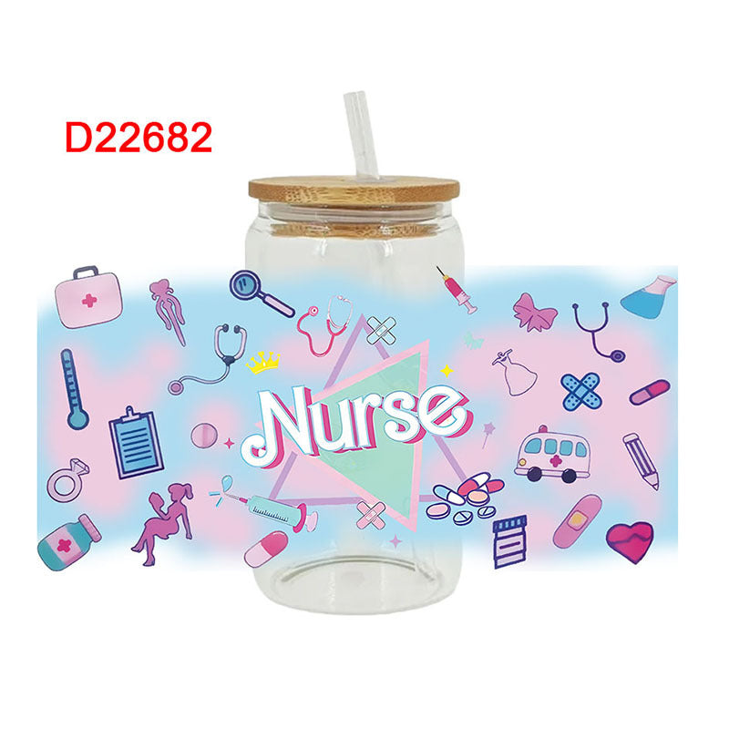 Wholesale Cartoon Colorful Medical 16oz Cup UV DTF Wraps