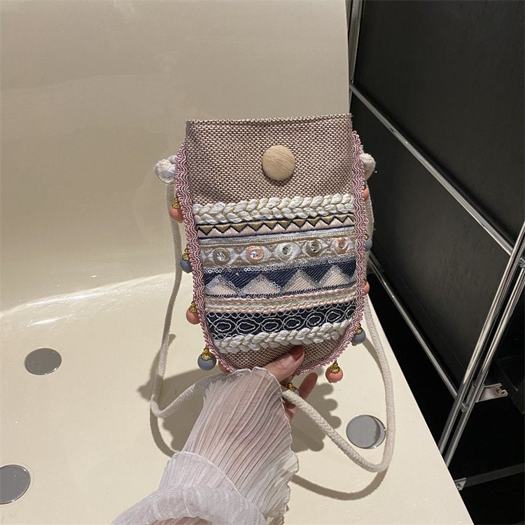 Wholesale Ethnic Style Embroidered Canvas Shoulder Crossbody Bag