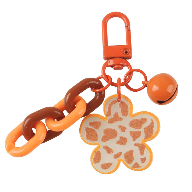 Wholesale Cow Pattern Candy Color Bell Acrylic Keychain