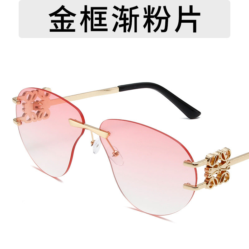 Wholesale Metal Frameless Shaped Sunglasses  Gradient Hip Hop Punk Sunglasses Suitable for Riding Cool Glasses