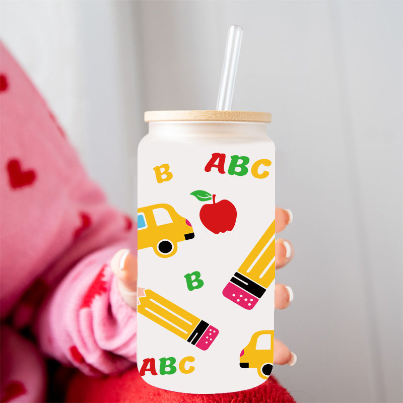 Wholesale Pencil Rainbow Teacher's Day 16oz Cup UV DTF Wraps