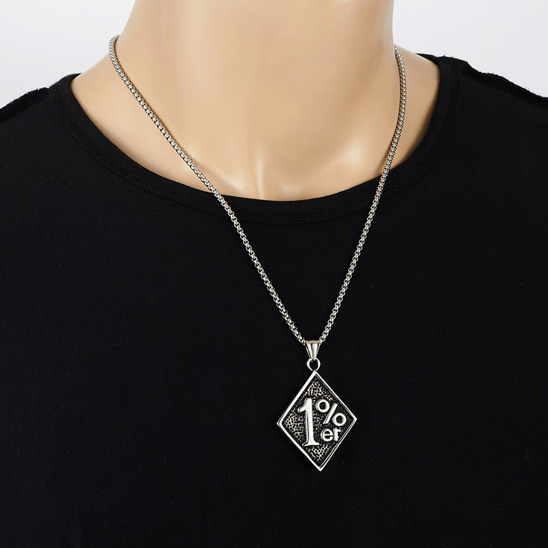 Wholesale Titanium Steel Necklace 1% er Number Men' s Pendant Necklace