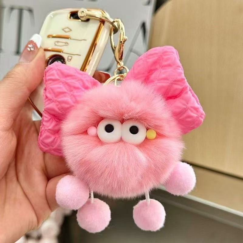 Wholesale New cute plush bow briquettes keychain