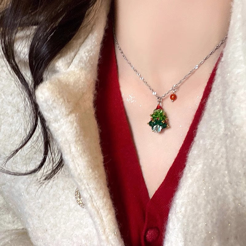 Wholesale Christmas tree necklace for women winter atmosphere high-end sweater necklace