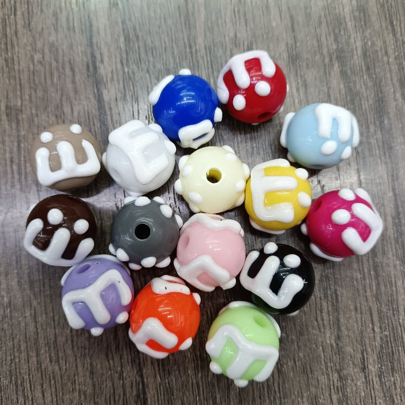 Wholesale 200pcs Hand-painted round beads DIY letters cake beads