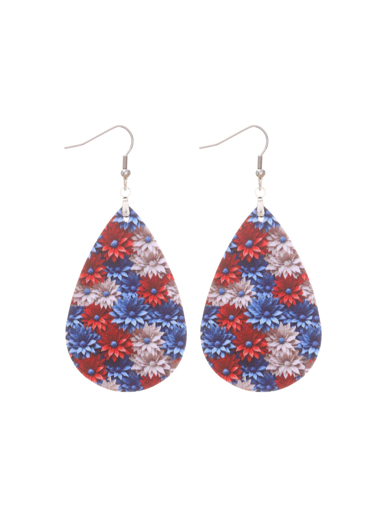 Wholesale Independent Day Stripe Star Water Drops American PU Leather Ear Ring