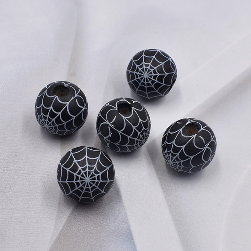 Wholesale 10pcs of New Halloween Spider Web Colorful DIY Children's Wood Beads