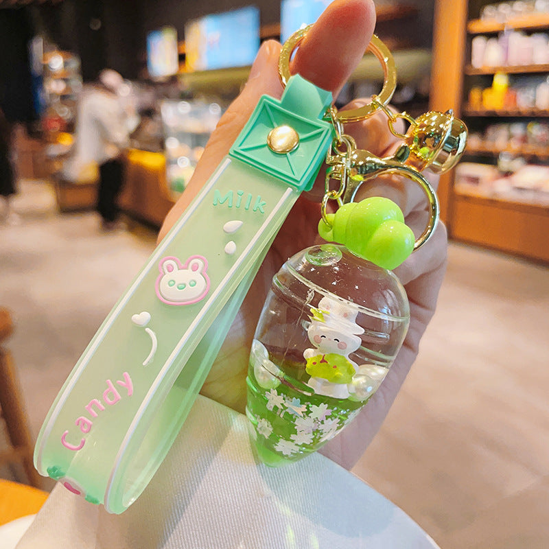 Wholesale Acrylic Quicksand Bottle Carrot Rabbit Keychain