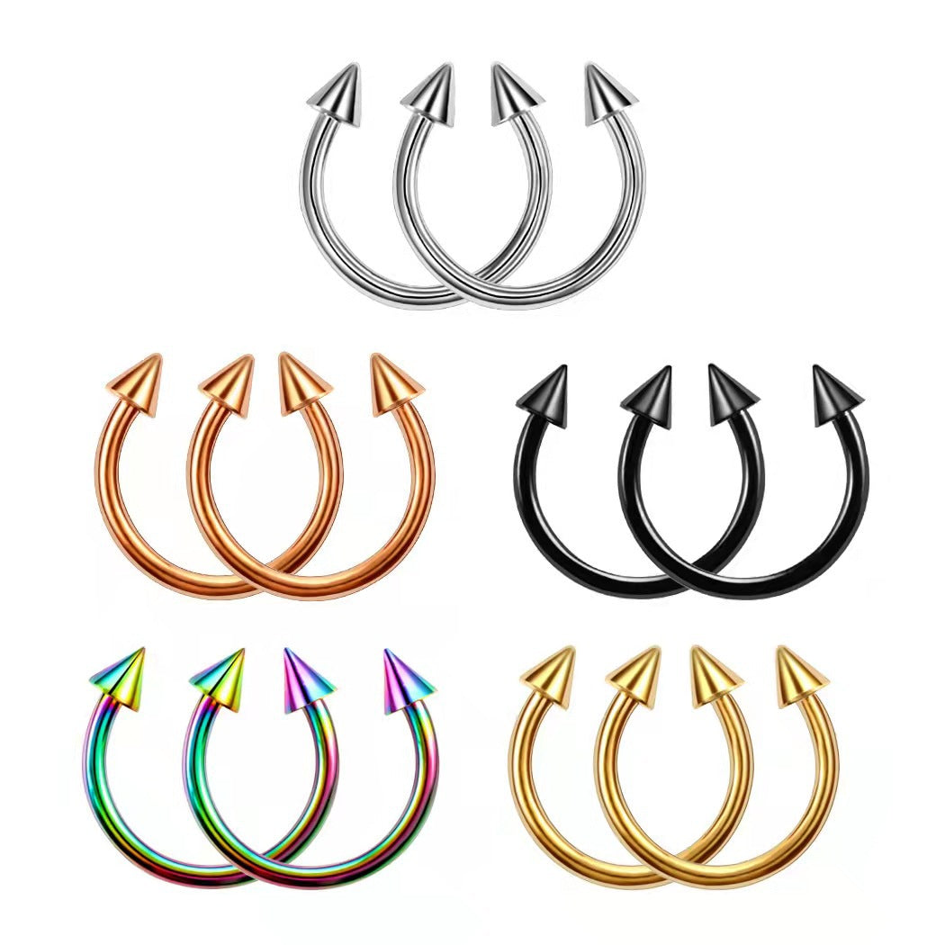 Wholesale Stainless steel nose ring C- shaped horseshoe ring horseshoe rod nose nail human body piercing tattoo jewelry