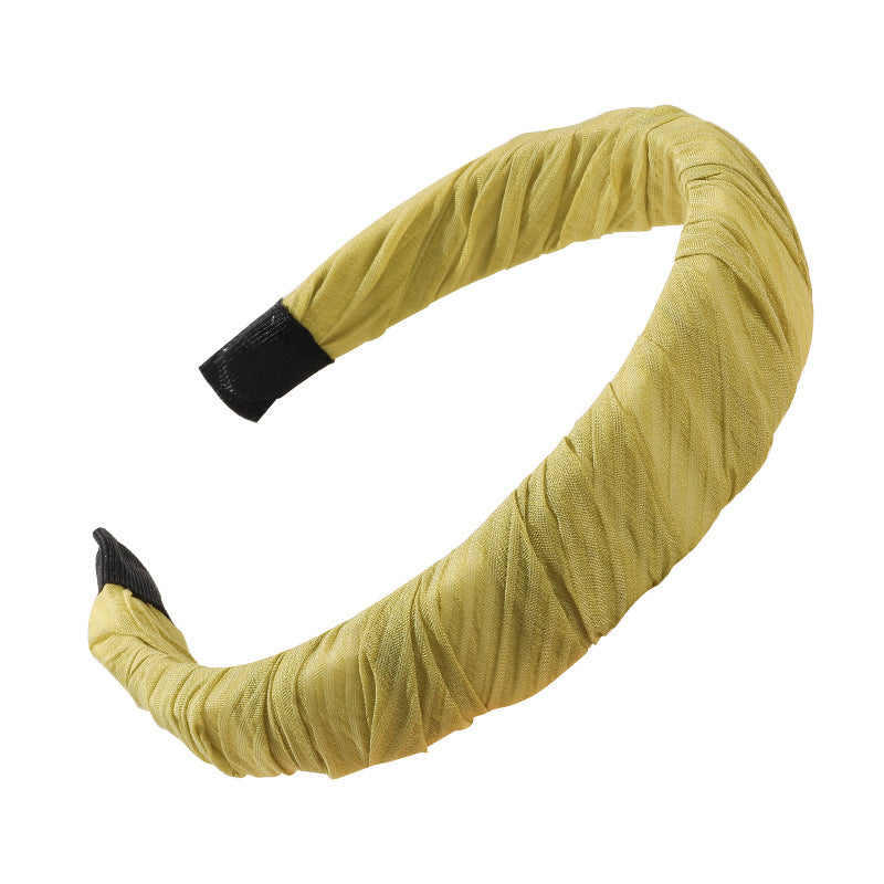 Wholesale Fabric Art Solid Color Pleated Wide Edge Headband