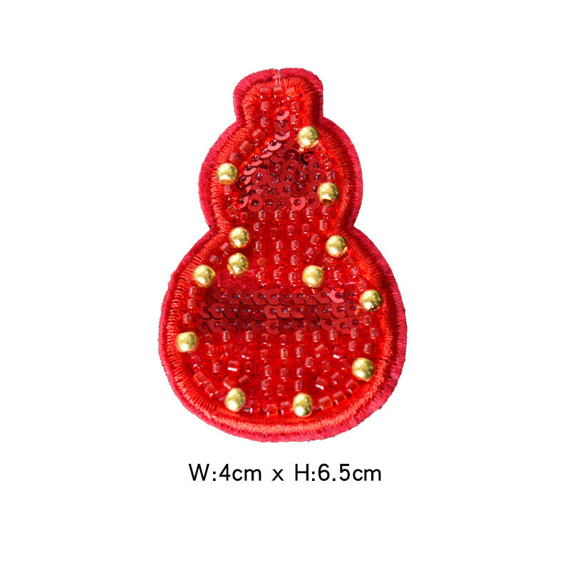 Wholesale Decorative Gourd Shaped Crystal Bead Embroidery Patch DIY Craft Supply For Clothing Bags Towels