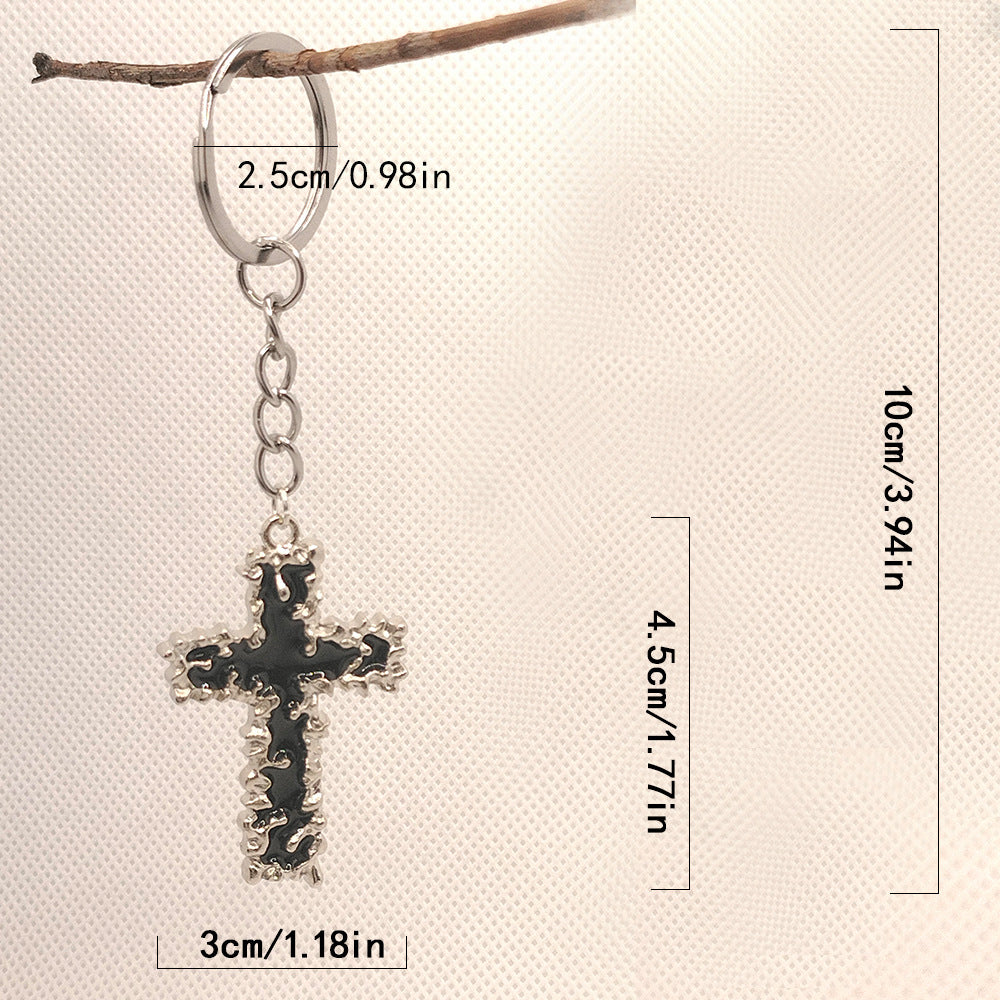 Wholesale Gothic Cross Alloy Oil Dripping Keychain