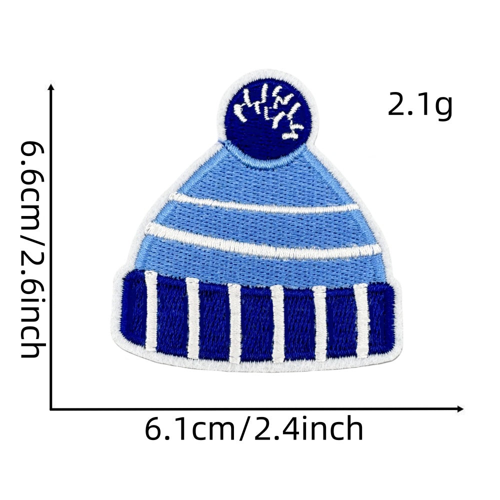 Wholesale Chic Blue Doodle Christmas Embroidery Patches Clothing Applique Stickers DIY Fashion Accessory Gift