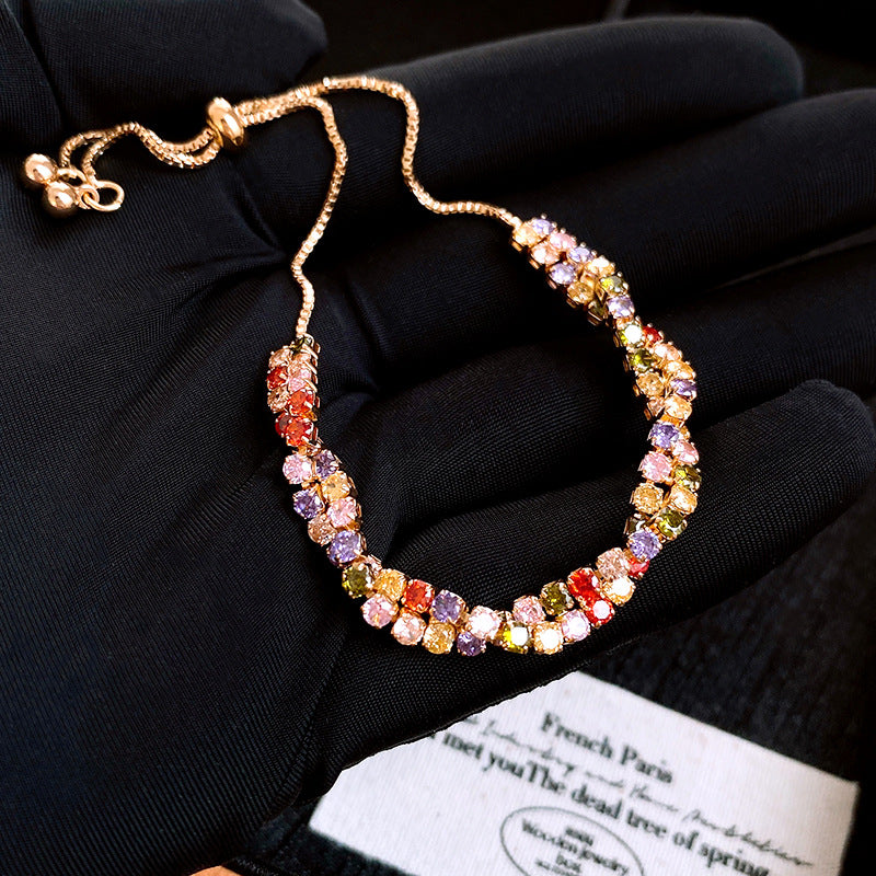 Wholesale Colorful Cross Twisted Zircon Drawable Bracelet