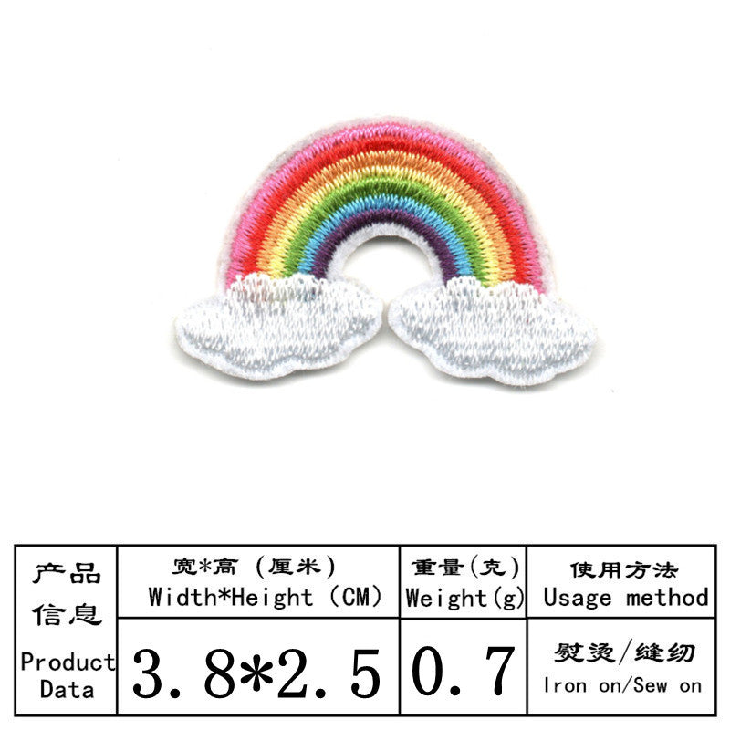 Wholesale Embroidered Patch Applique Trendy Cartoon Sun Flowers Rainbow Star Fruit Sew On Badge For Clothing DIY Craft Gift