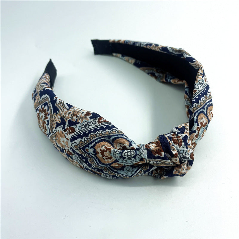 Wholesale Artistic Retro Geometric Fabric Print Headband