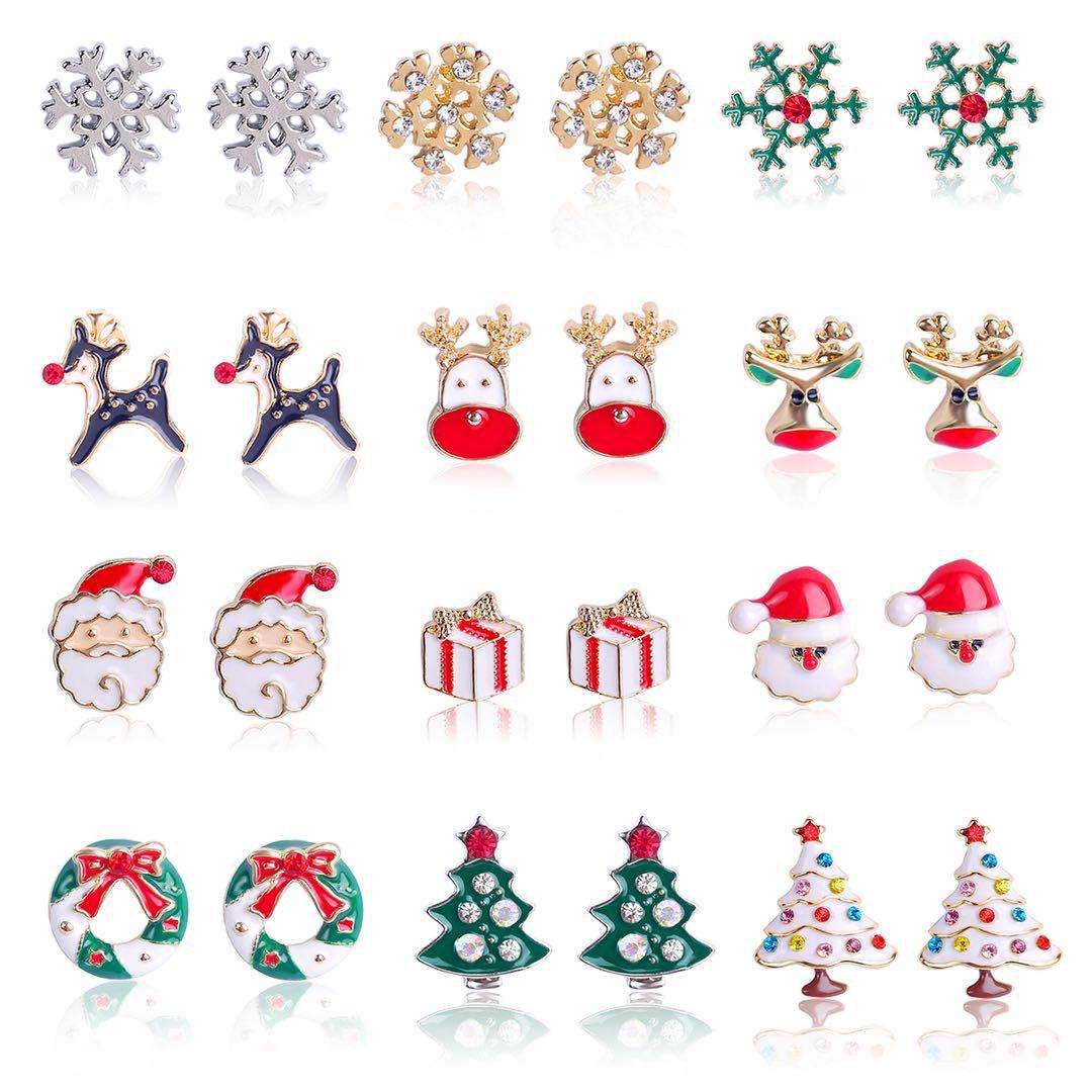 Wholesale Christmas Earrings Snowflake Bell Christmas Tree Earrings