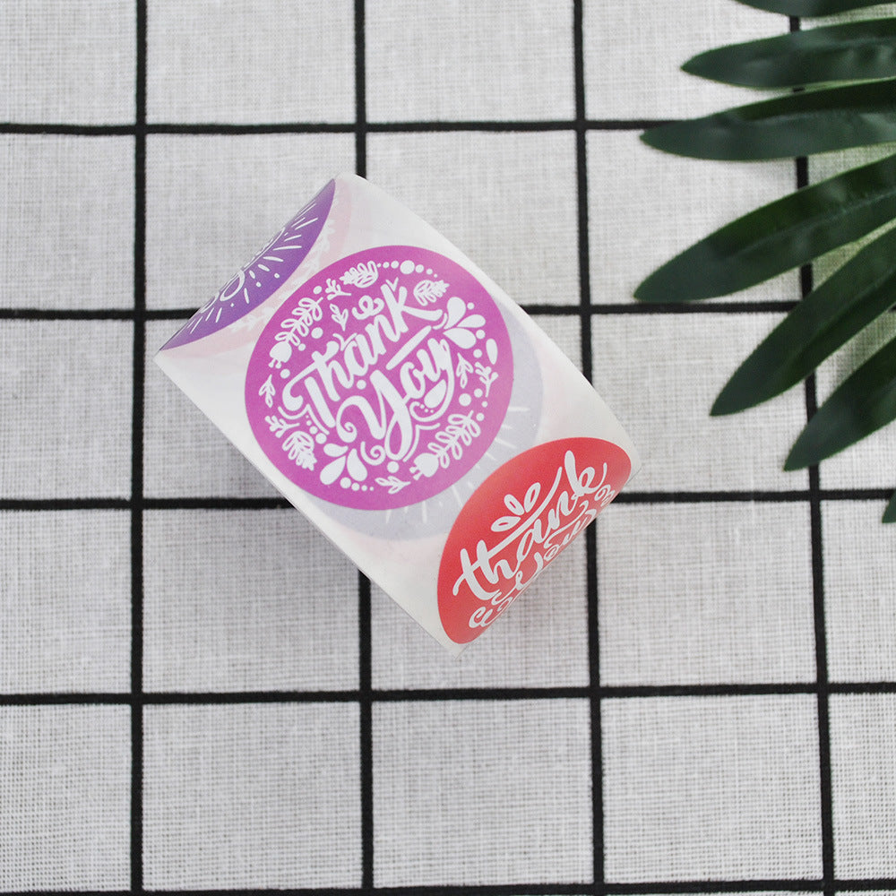 Wholesale Coated Paper Self-adhesive Round Bronzing Thank You Sticker