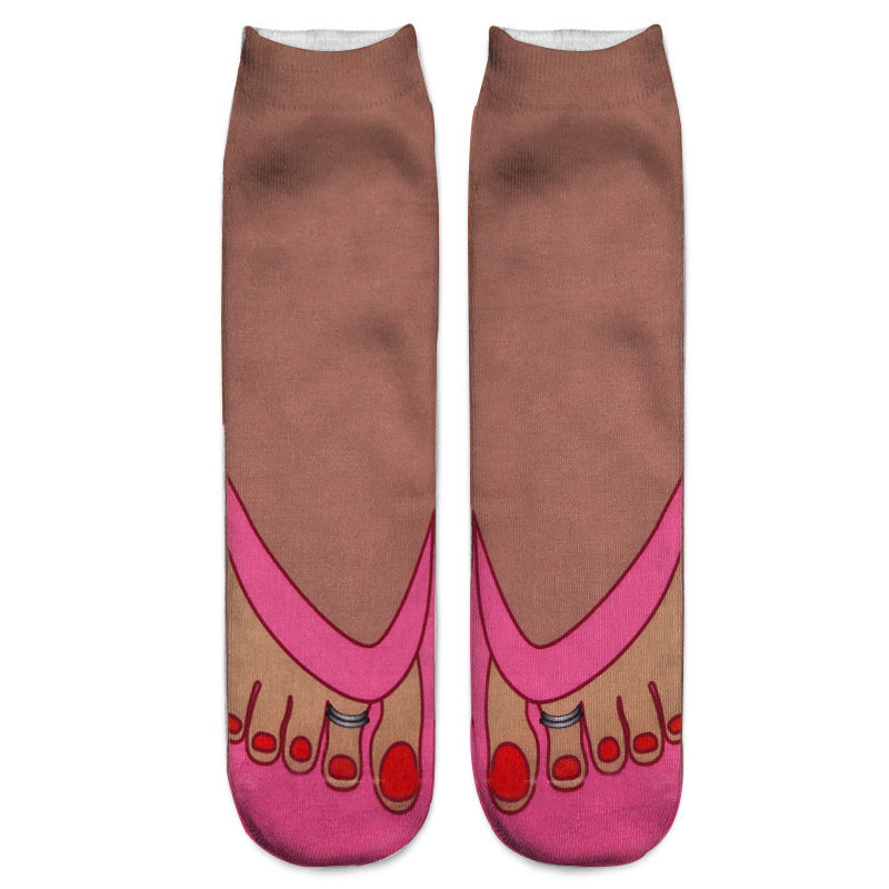 Wholesale 3D Printing Adult High Elastic Slipper Double Sided Pattern Sock