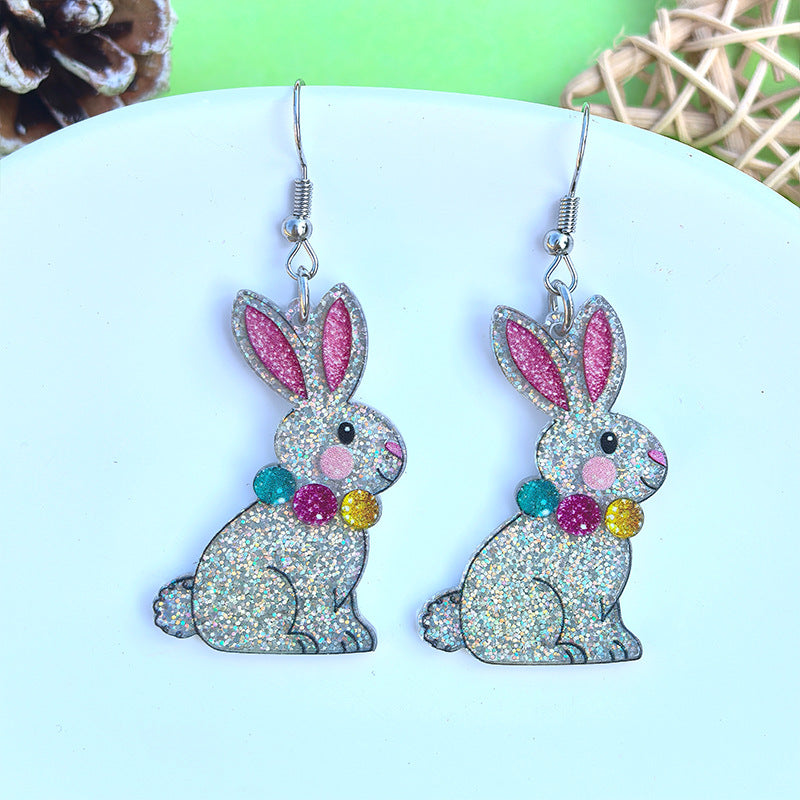 Wholesale Easter cartoon rabbit Easter egg acrylic earrings
