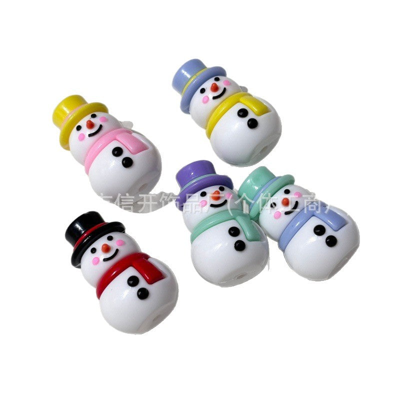 Wholesale  Random 100pcs/pack Perforated Soft Rubber Cartoon Snowman Hat Beads  3D Focal Beads