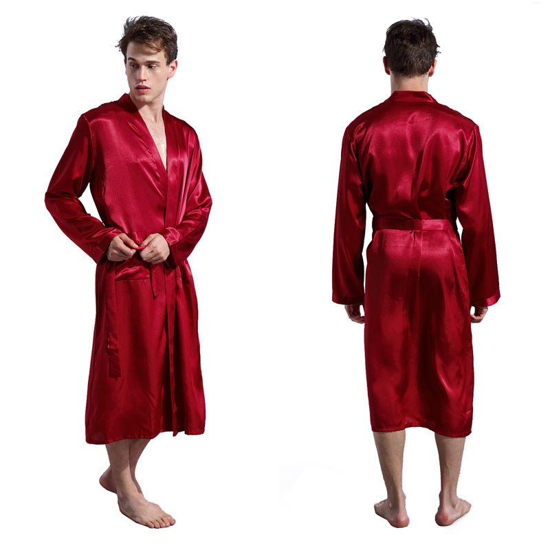 Wholesale Men's Solid Color Robe Cardigan Nightgown