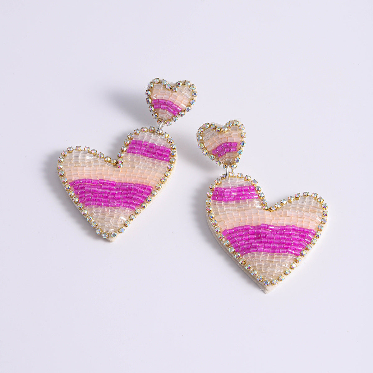 Wholesale Exaggerated Striped Peach Heart Design Earrings
