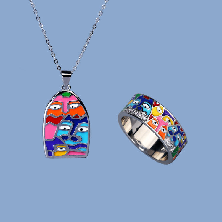 Collares de anillo de cobre familiar al por mayor Pendientes de tres piezas