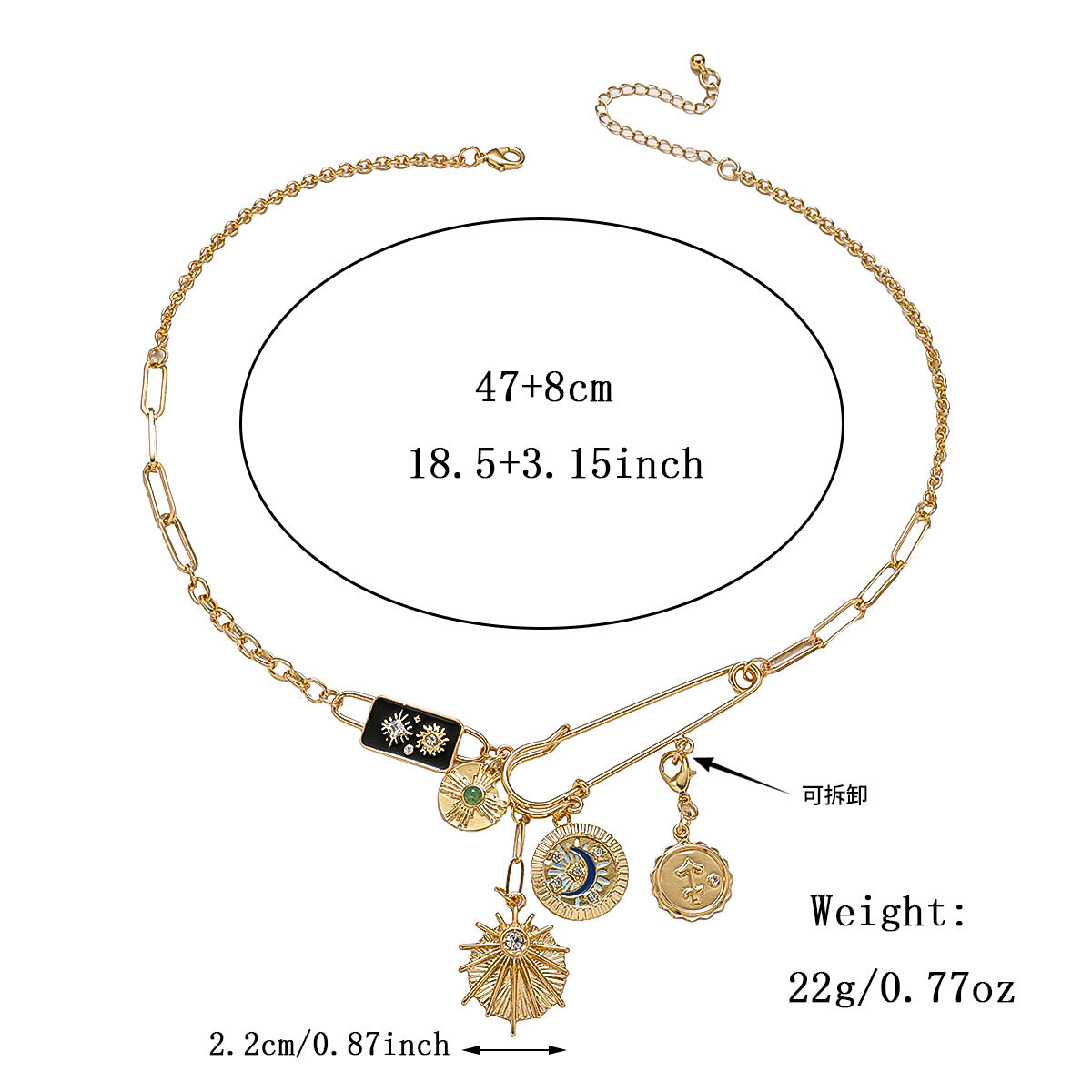 Wholesale Devil Eye Design Multi-Pendant Removable Zinc Alloy Necklace
