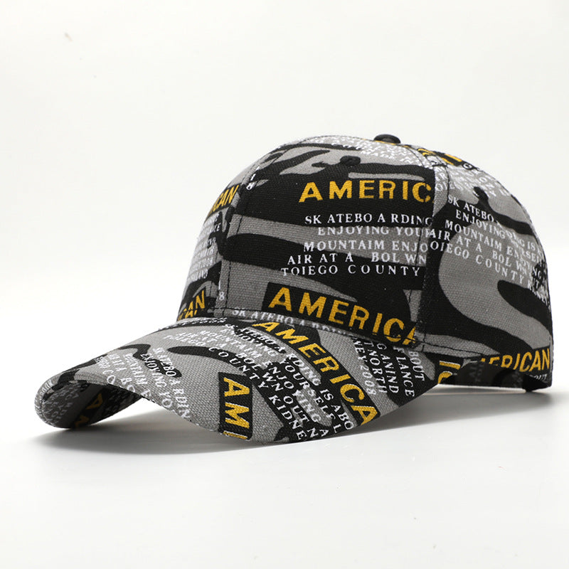 Wholesale New Graffiti Lettering Print Hard Top Big Head Around The Face Small Hat Baseball Cap