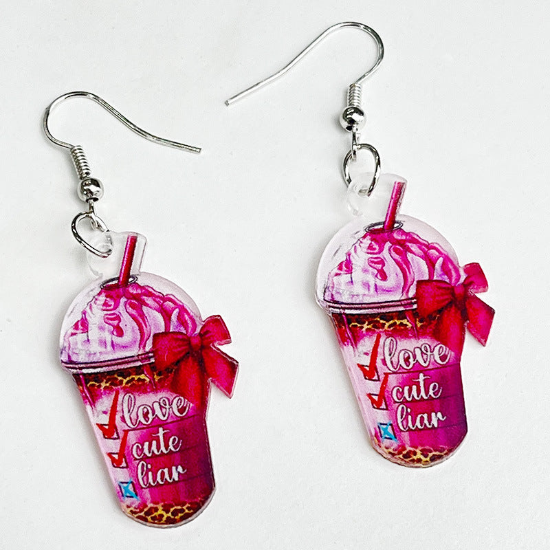 Wholesale 2pcs Valentine's Day Shiny Fun Retro Smiley Astronaut Spaceship Love Bow Earrings