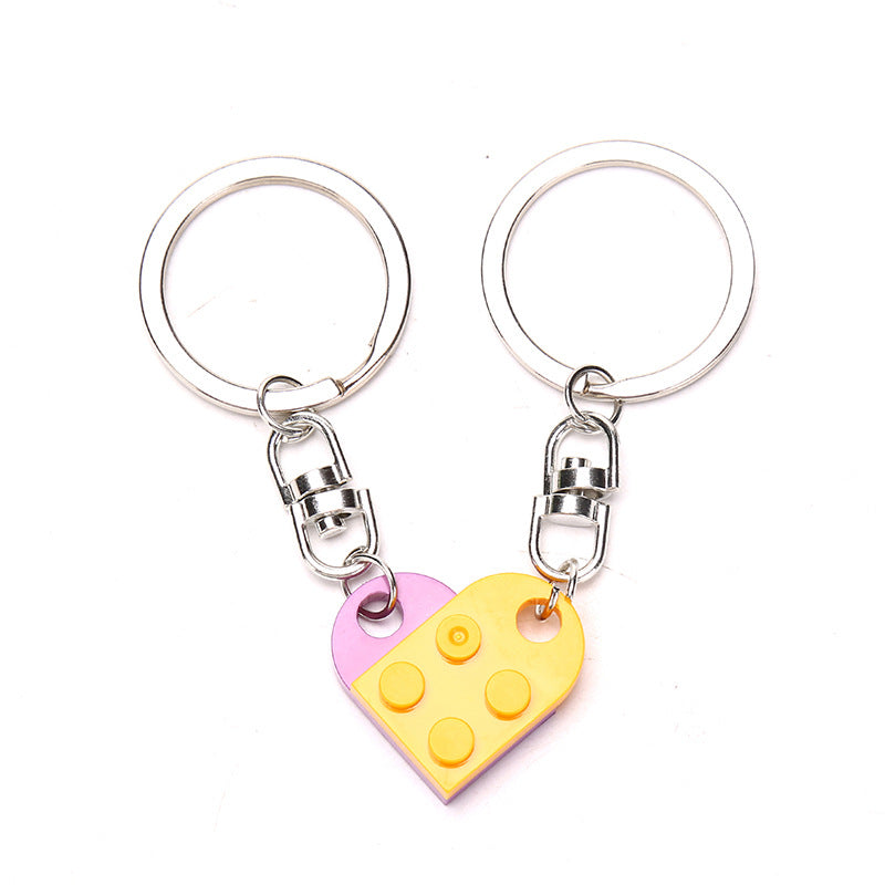 Wholesale Valentine's Day Splicing Block Love Plastic Keychains