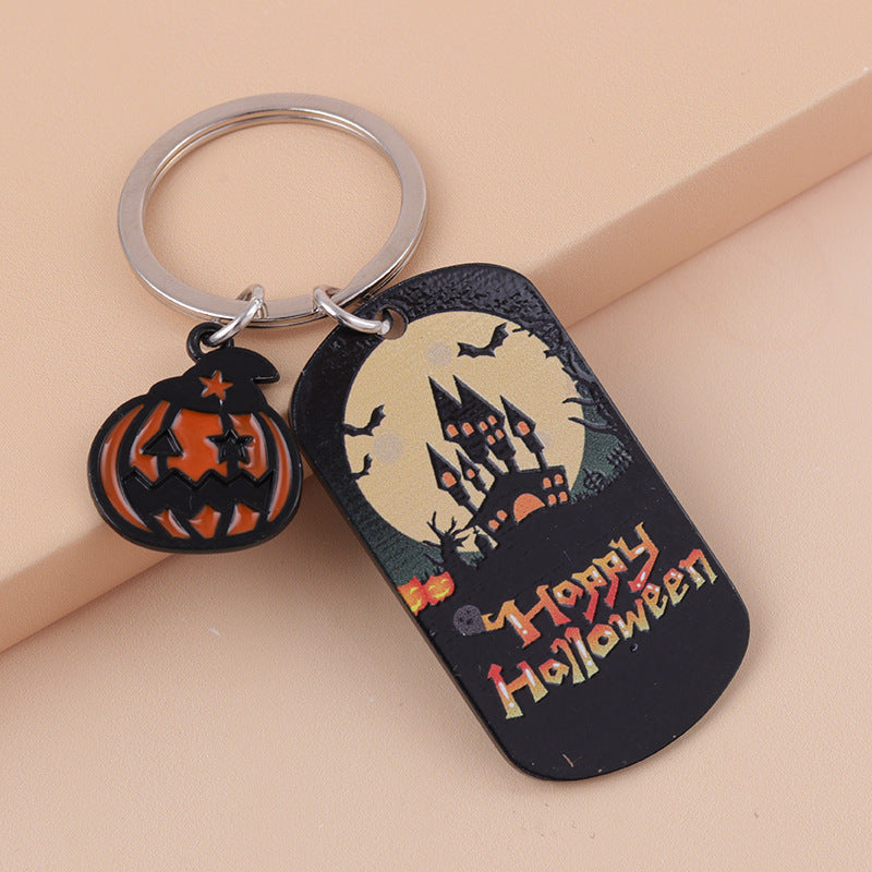 Wholesale Halloween Pumpkin Bat Stainless Steel Keychain