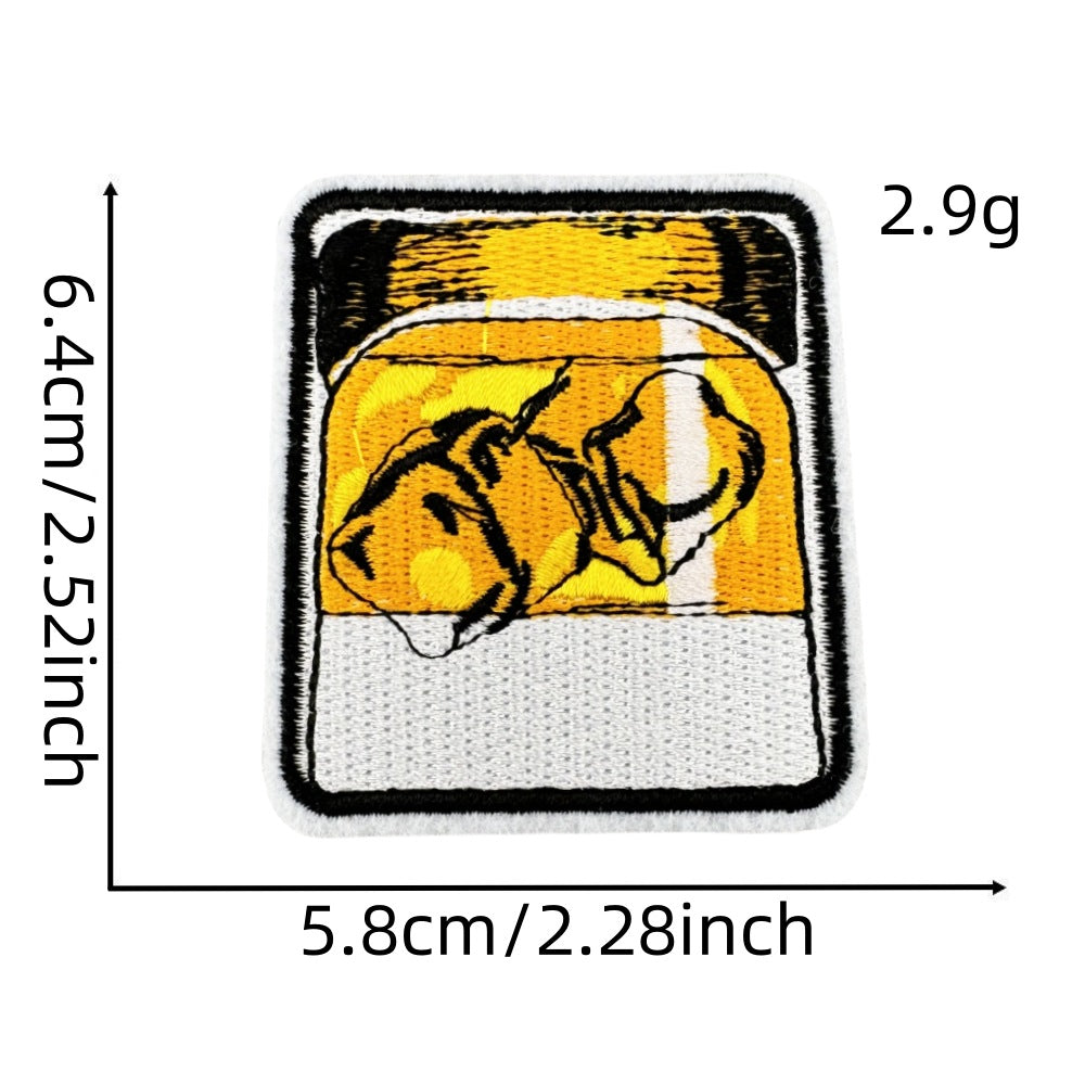 Wholesale Stylish Embroidered Cartoon Beer Patch With Heat Adhesive Backing For Clothing Decoration DIY Craft Resale