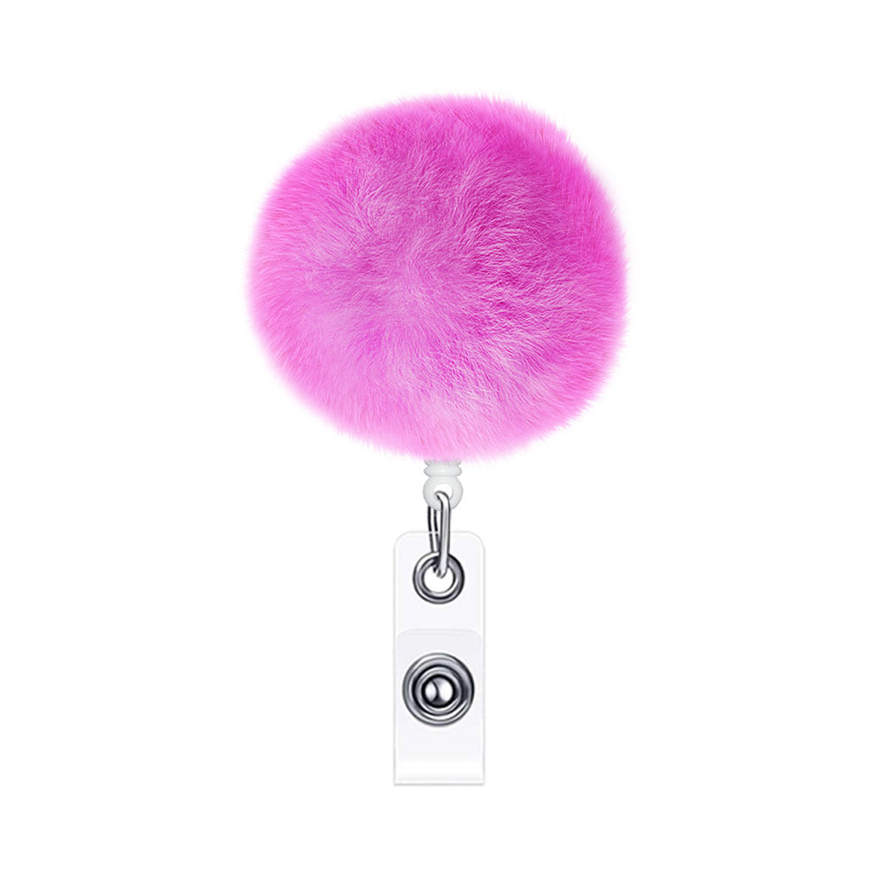 Wholesale Hair Ball Crocodile Clip Badge Scroll Retractable Keychain