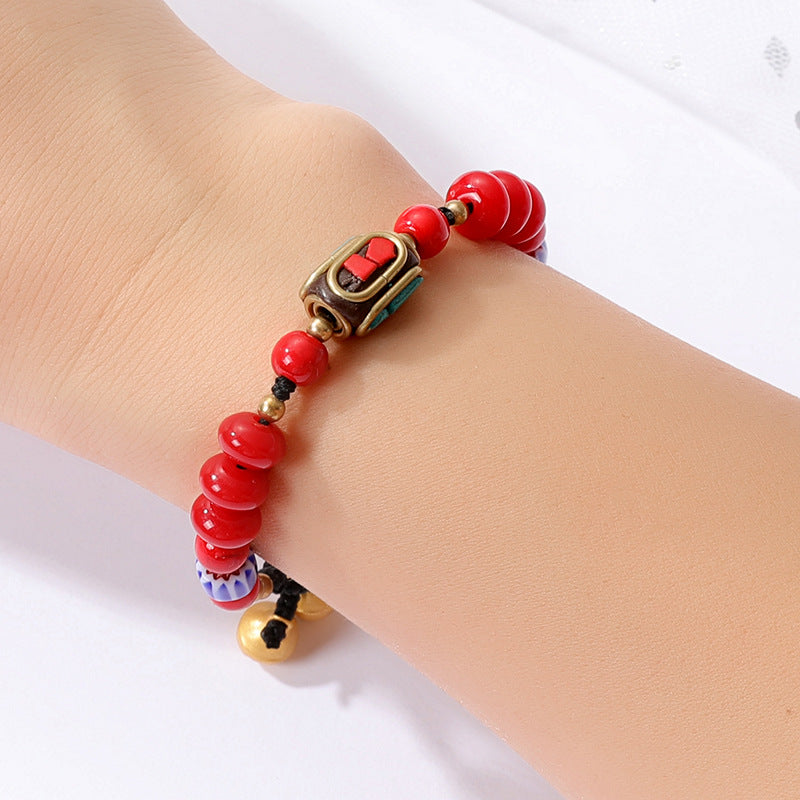 Wholesale Handmade Tibetan Style Ethnic Braided Bracelet Copper Bead Women S Fashion Accessory Gift