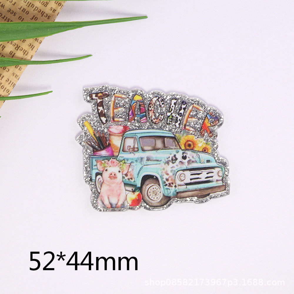 Wholesale 10pcs Cartoon Letters Rainbow Bag Acrylic Cute Things DIY Accessories FlatBack