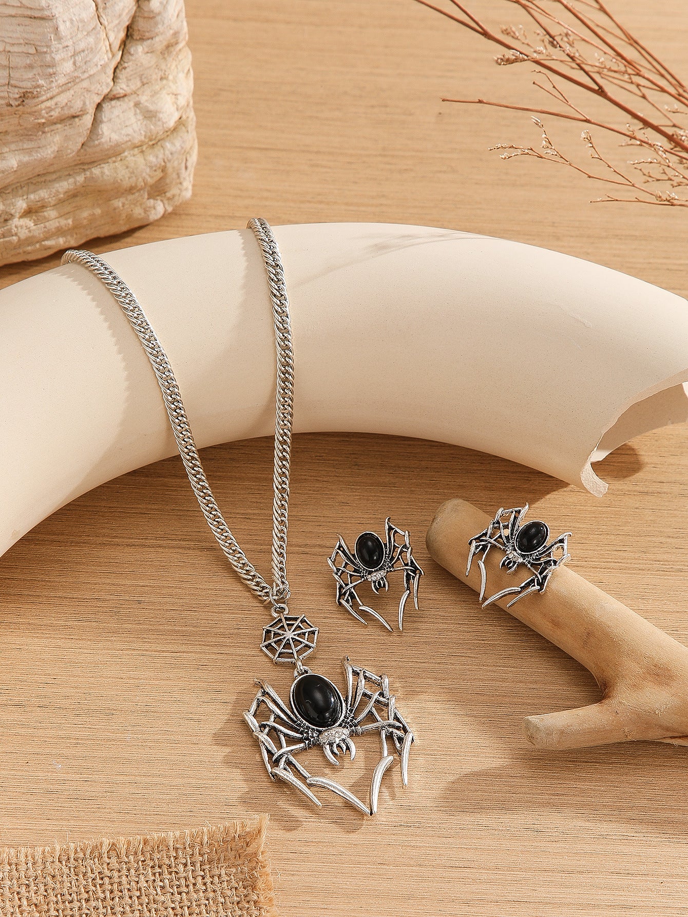 Wholesale Vintage Distressed Zinc Alloy  Pendant Necklace Earring Set Gothic Fashion Jewelry For Men Women