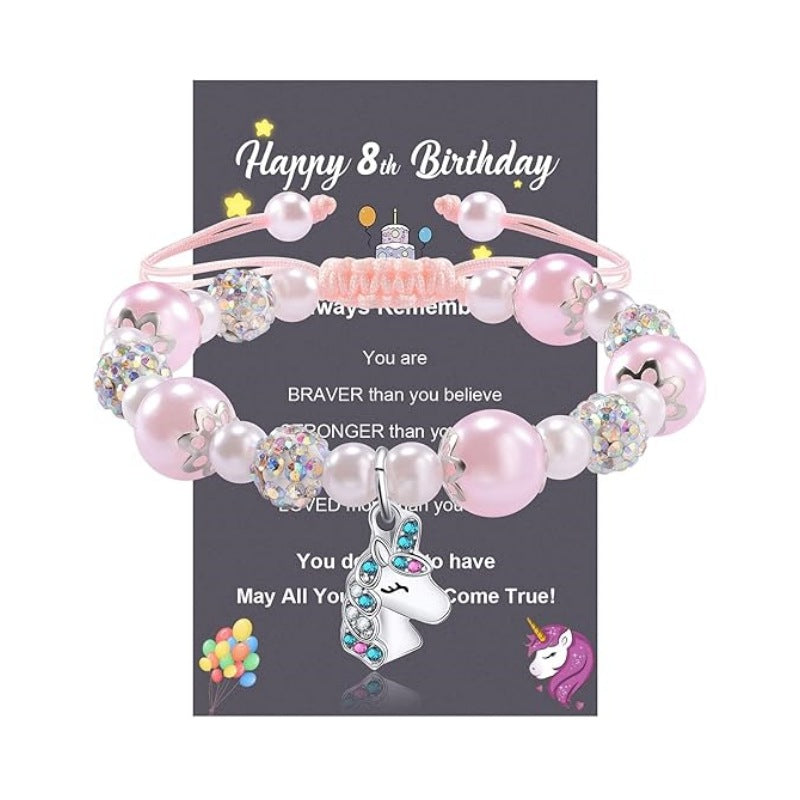 Wholesale Knitted pearl adjustable salamander unicorn pendant bracelet