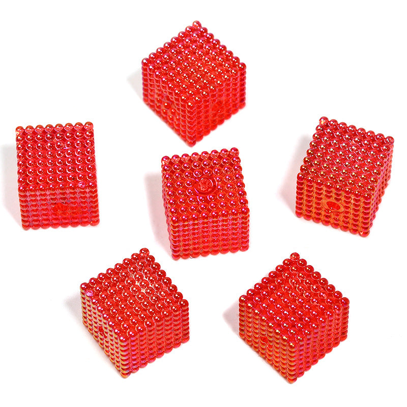 Wholesale 100pcs 16mm Acrylic Transparent Color Square Bead