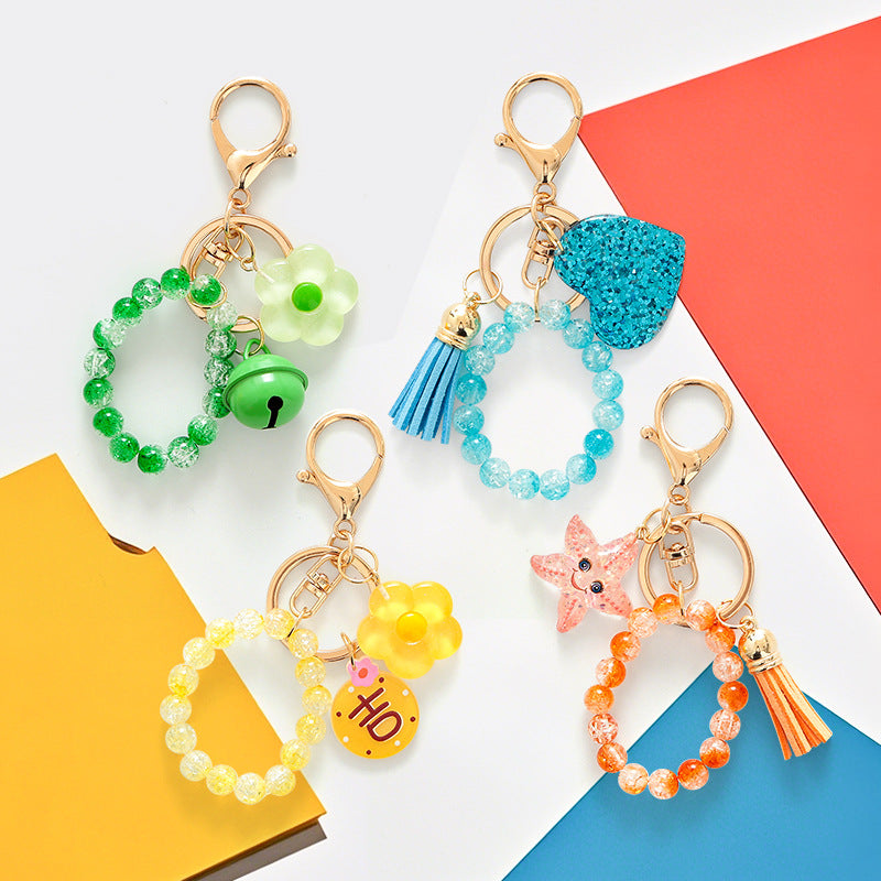 Wholesale Candy colored beaded tassel keychain