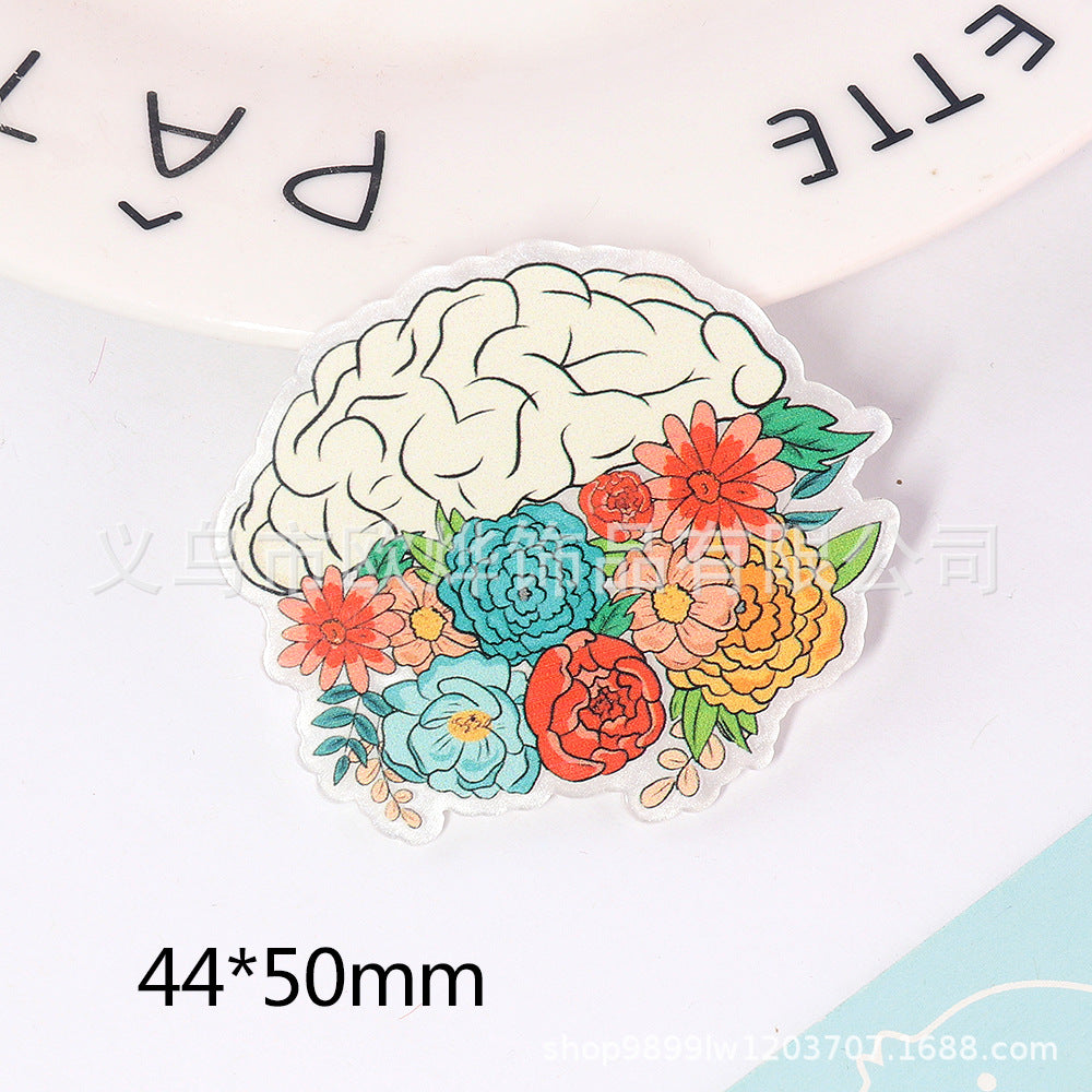 Wholesale New loose powder cartoon letters cute jewelry acrylic pin DIY patch accessories