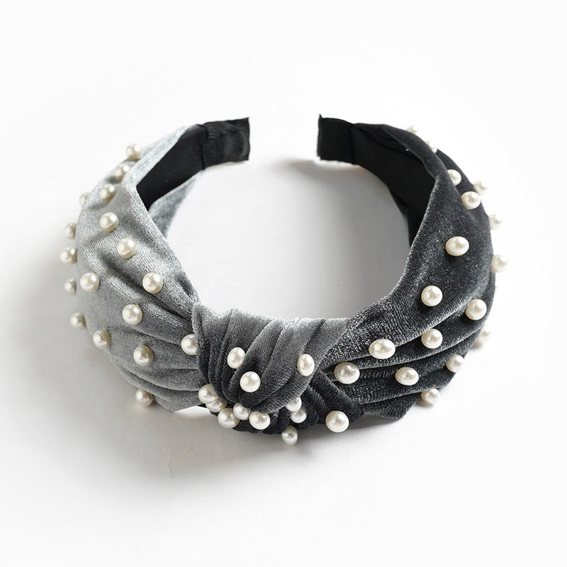 Wholesale Velvet Pearl Knotted Headband