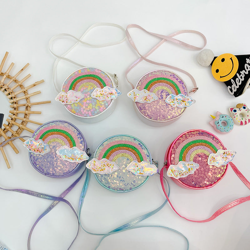 Wholesale Polyester Rainbow Sequins Kids Shoulder Bag